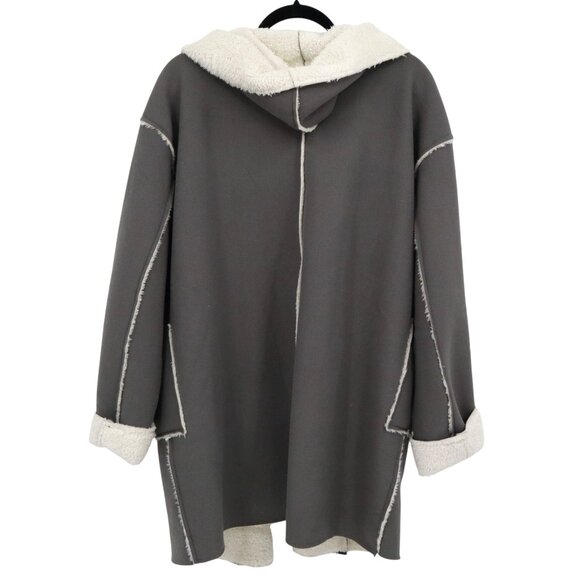 Mavericks Faux Shearling Jacket Womens M/L Gray Rich Auntie Core Cozy Lounge NWT - Picture 4 of 16